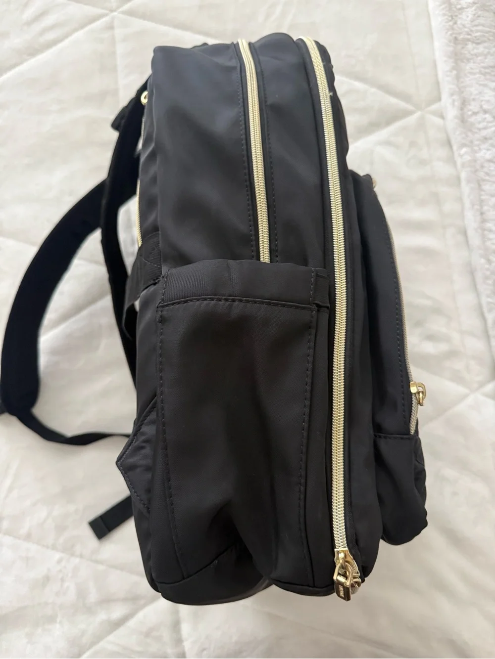 Black Quilted Backpack for Men